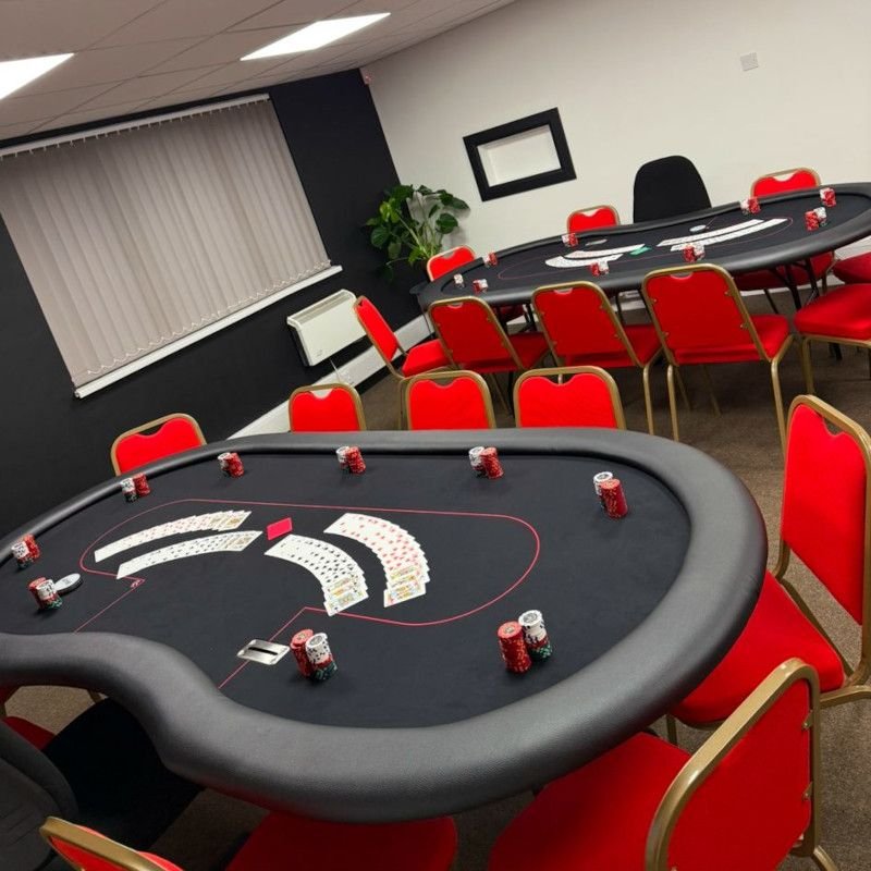 Two tables set up for cards